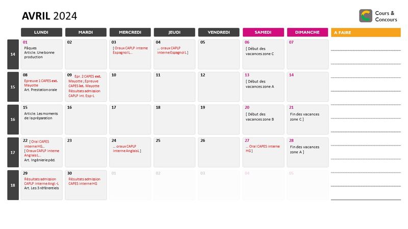 agenda avril 2024