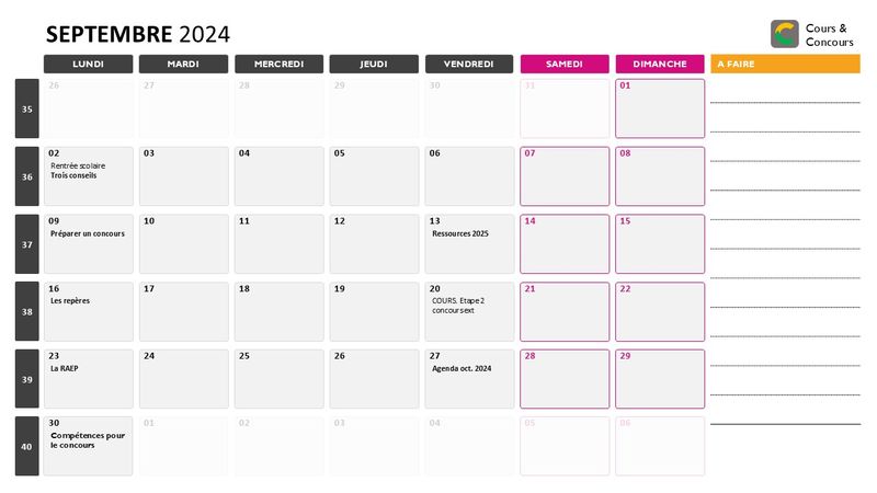 agenda septembre 2024