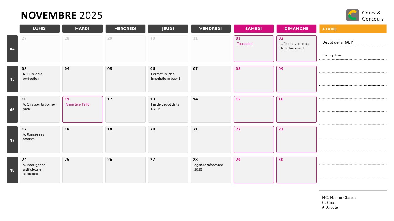 agenda novembre 2025