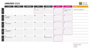 agenda janvier 2026