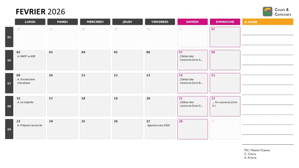 agenda février 2026