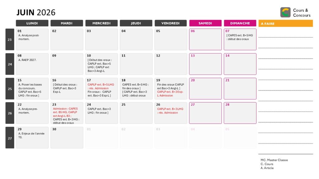 agenda juin 2026
