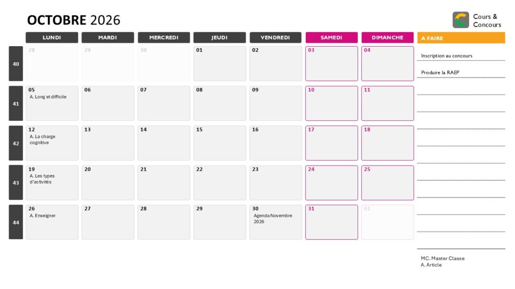 agenda octobre 2026