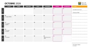 agenda octobre 2026