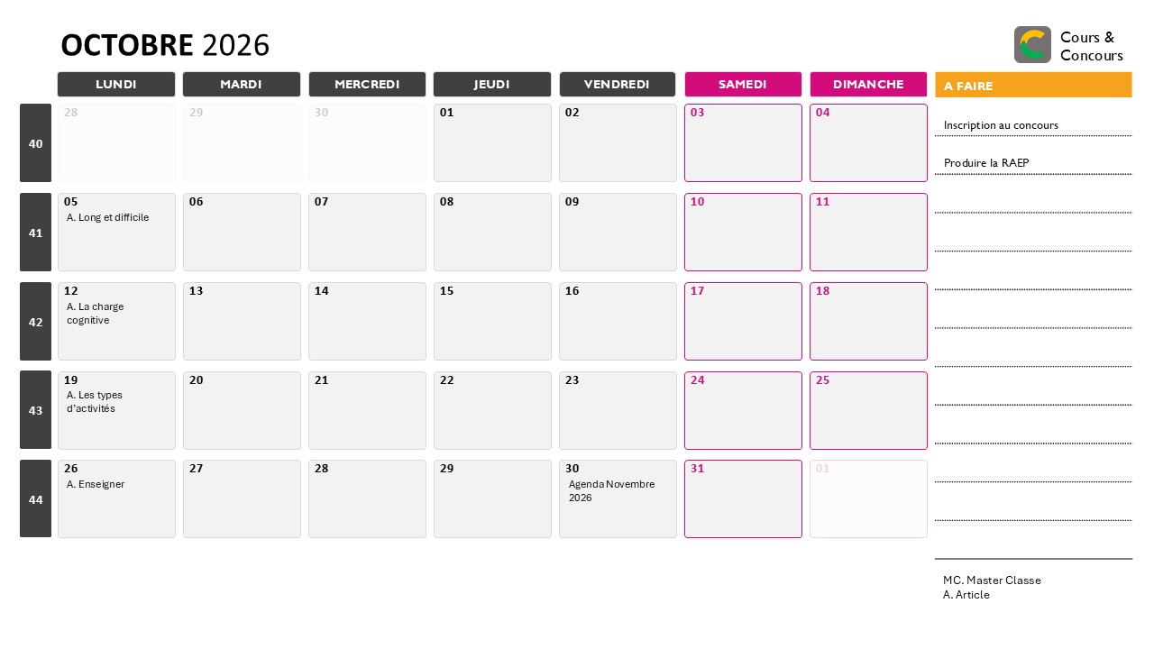 agenda octobre 2026